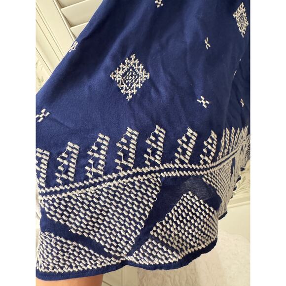 Anthropologie Blue White Hi-Low Midi Skirt Stretch Waist - Size 12 - Picture 4 of 8